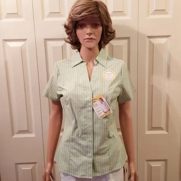 Riders by Lee Tops Riders By Lee Greenwhite Pinstripe Short